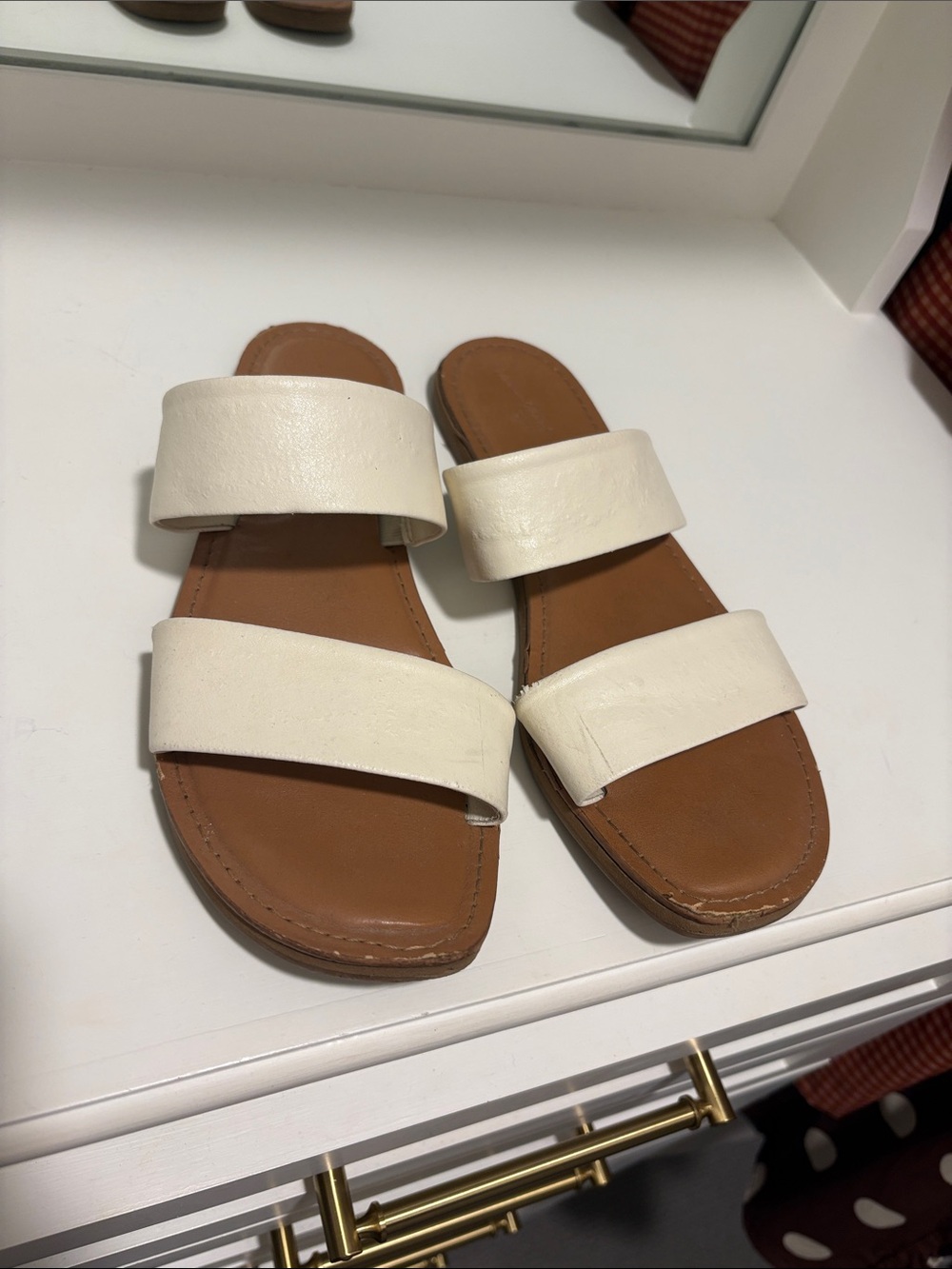 Target Women's Double-Strap Slide Sandals in Cream and Tan